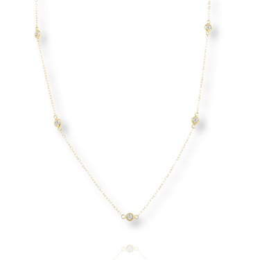 Solid Gold Round CZ Charm Necklace
